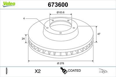 Disco de freno VALEO 673600