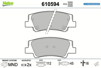 Juego de balatas de freno VALEO 610594
