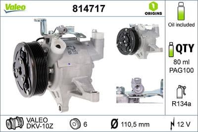 Compresor, aire acondicionado VALEO 814717