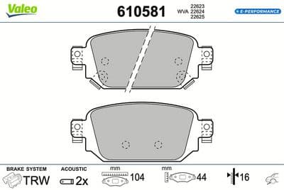Juego de balatas de freno VALEO 610581
