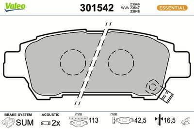 Juego de balatas de freno VALEO 301542