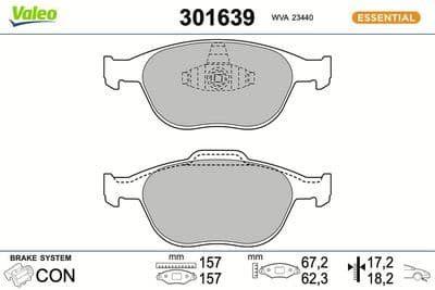 Juego de balatas de freno VALEO 301639