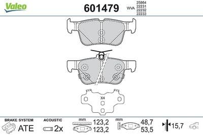 Juego de balatas de freno VALEO 601479