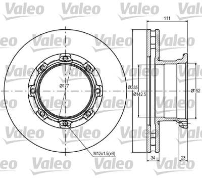 Disco de freno VALEO 187083