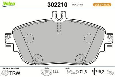 Juego de balatas de freno VALEO 302210