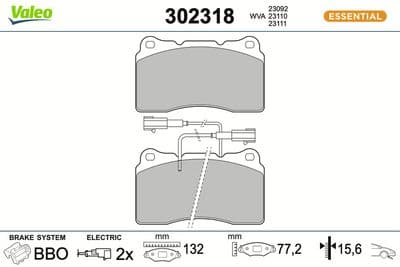 Juego de balatas de freno VALEO 302318