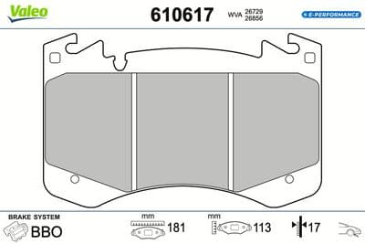 Juego de balatas de freno VALEO 610617