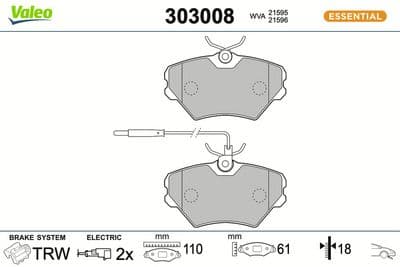 Juego de balatas de freno VALEO 303008
