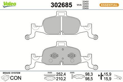 Juego de balatas de freno VALEO 302685
