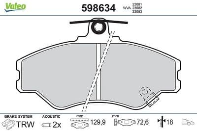 Juego de balatas de freno VALEO 598634