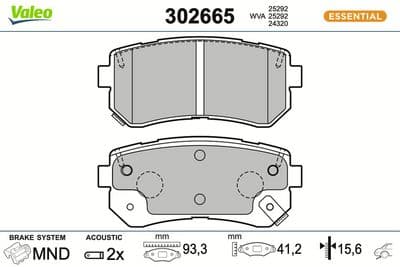Juego de balatas de freno VALEO 302665