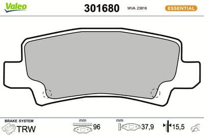 Juego de balatas de freno VALEO 301680