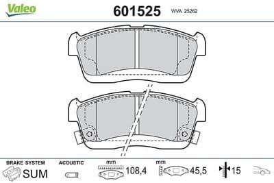 Juego de balatas de freno VALEO 601525