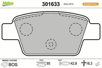 Juego de balatas de freno VALEO 301633