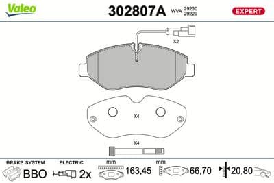 Juego de balatas de freno VALEO 302807A