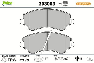 Juego de balatas de freno VALEO 303003