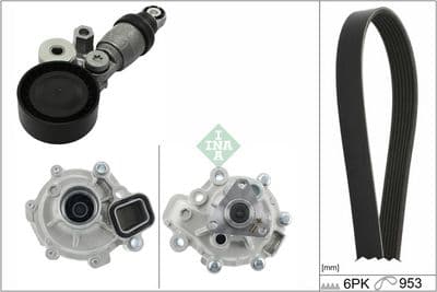 Bomba de agua + juego de correa poli V Schaeffler INA 529 0608 30