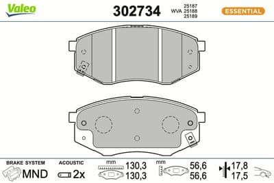 Juego de balatas de freno VALEO 302734