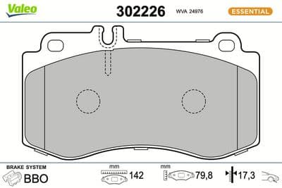 Juego de balatas de freno VALEO 302226