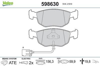 Juego de balatas de freno VALEO 598630