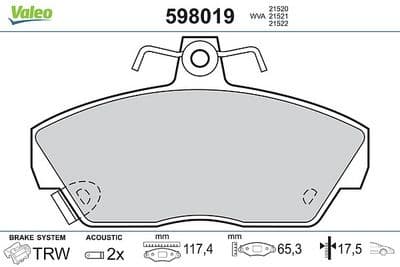 Juego de balatas de freno VALEO 598019