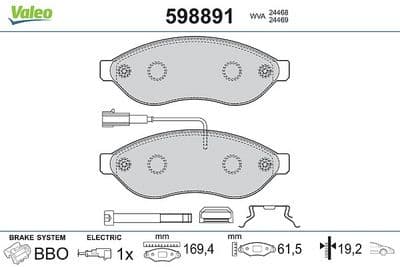 Juego de balatas de freno VALEO 598891