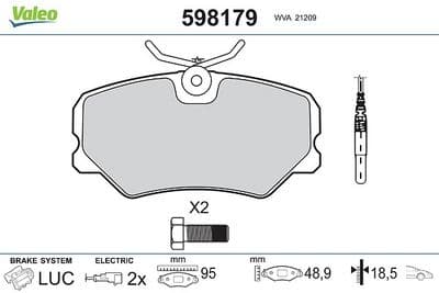 Juego de balatas de freno VALEO 598179