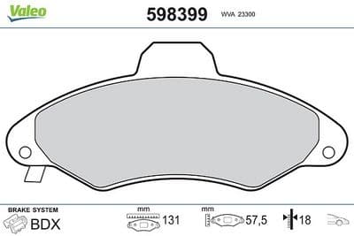 Juego de balatas de freno VALEO 598399