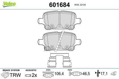 Juego de balatas de freno VALEO 601684