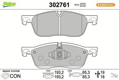 Juego de balatas de freno VALEO 302761