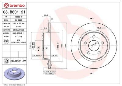 Disco de freno BREMBO 08.B601.21