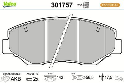 Juego de balatas de freno VALEO 301757