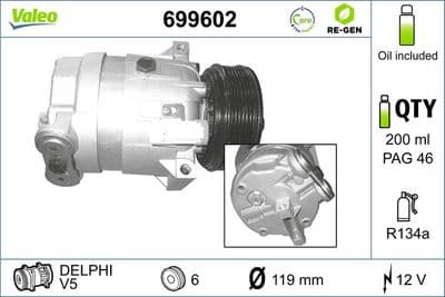 Compresor, aire acondicionado VALEO 699602
