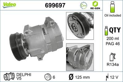Compresor, aire acondicionado VALEO 699697