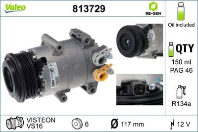 Compresor, aire acondicionado VALEO 813729