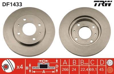 Disco de freno TRW DF1433