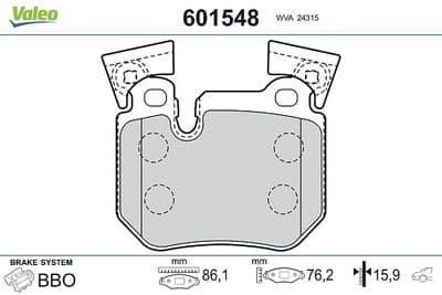 Juego de balatas de freno VALEO 601548