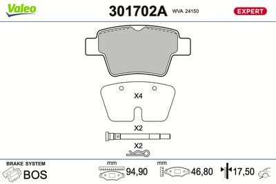 Juego de balatas de freno VALEO 301702A