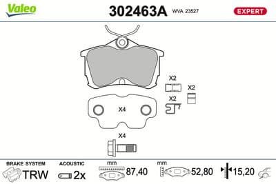 Juego de balatas de freno VALEO 302463A
