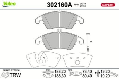 Juego de balatas de freno VALEO 302160A