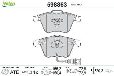 Juego de balatas de freno VALEO 598863