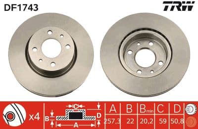 Disco de freno TRW DF1743