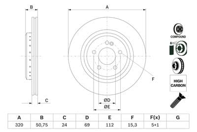 Disco de freno BOSCH 0 986 479 G36