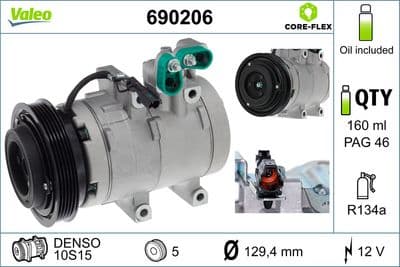 Compresor, aire acondicionado VALEO 690206