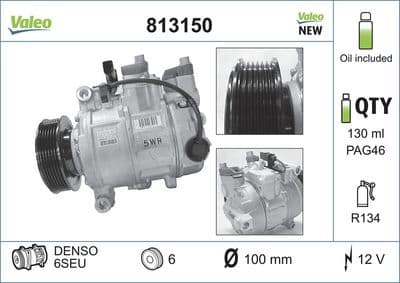 Compresor, aire acondicionado VALEO 813150