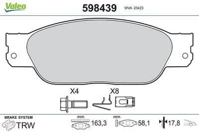 Juego de balatas de freno VALEO 598439