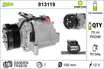 Compresor, aire acondicionado VALEO 813119