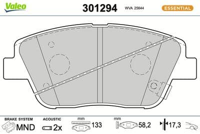 Juego de balatas de freno VALEO 301294