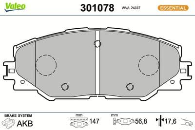 Juego de balatas de freno VALEO 301078