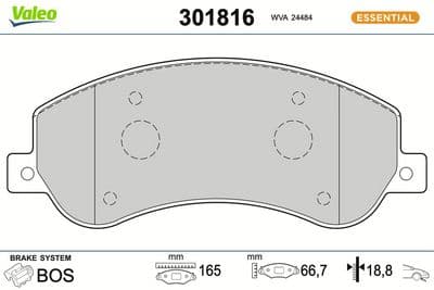 Juego de balatas de freno VALEO 301816